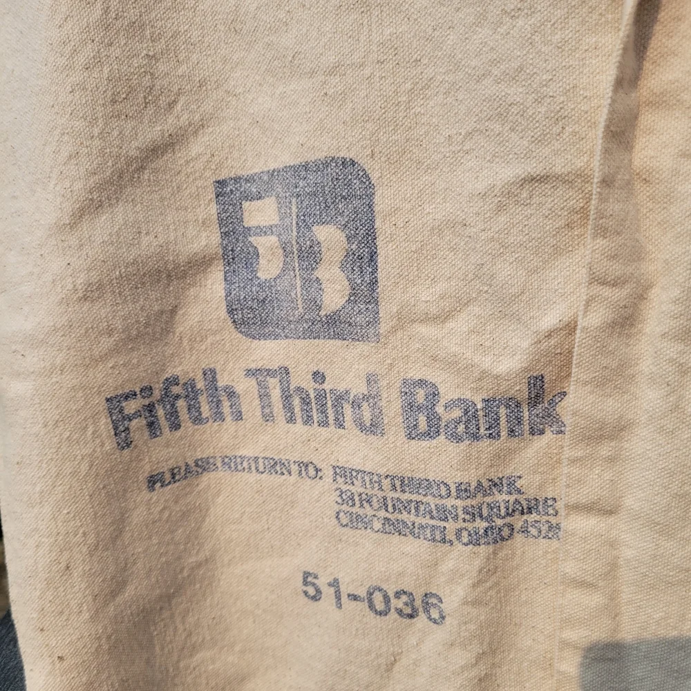 Fifth Third Bank Money Bags (Empty!) ~ Linen Muslin ~ Gift Bag ~ Towel ~ Display